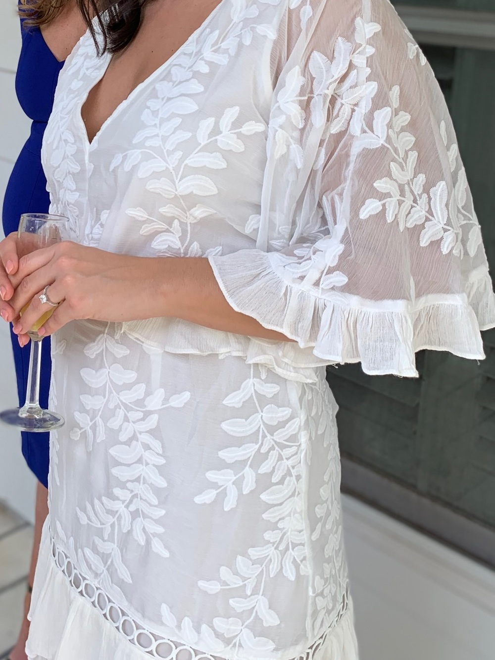 White Embroidered V-Neck Dress - Elegant Summer Shift